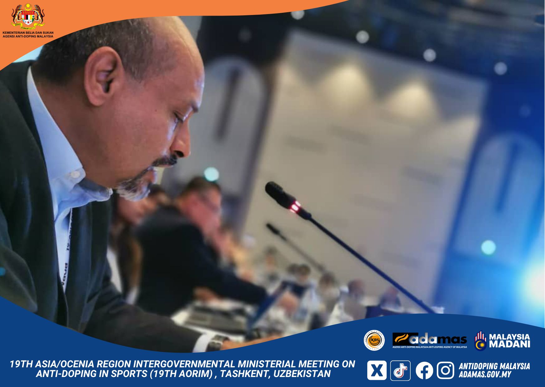 19TH ASIA/OCENIA REGION INTERGOVERNMENTAL MINISTERIAL MEETING ON ANTI-DOPING IN SPORTS (19TH AORIM), TASHKENT UZBEKISTAN